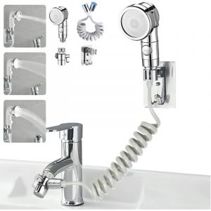 douchette adaptable sur robinet，Facile &agrave; laver les cheveux et &agrave; nettoyer les assiettes，douchette lavabo/ coiffeur/ evier，rallonge robinet lavabo