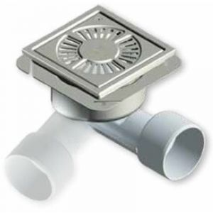 Siphon de sol 20X20 BLUCHER type 782 pour receveur a carreler ou r&eacute;sine - BLUCHER 20X20 SIPHON GRILLE LIBRE + PANIER PVC