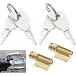Ensemble de 2 antivols pour remorque, antivol d'attelage avec 4 cl&eacute;s, cylindre antivol pour t&ecirc;te d'attelage, cl&eacute; antivol compatible avec les