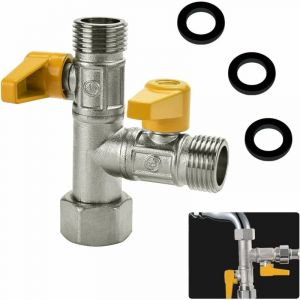 Mowze - Vanne 3 Voie Raccord t Robinet wc 3 Voies Douchette g 1/2 Vanne de Dérivation de Douche à 3 Voies Valve de Douche en Laiton avec 3 Rondelles