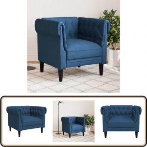 Vidaxl - Fauteuil Chesterfield bleu tissu - Fauteuil Chesterfield - Canapé Bleu - Meuble Salon - Fauteuils Confortables - Décoration Intérieure