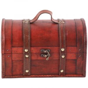 Feiyue - Boîtes en bois vintage avec poignée, boîte de rangement décorative en bois, coffre à bijoux au trésor, petite boîte décorative en bois,