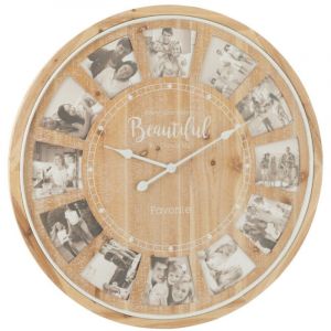 Horloge Murale 12 Photos "Beautiful" 80cm Naturel