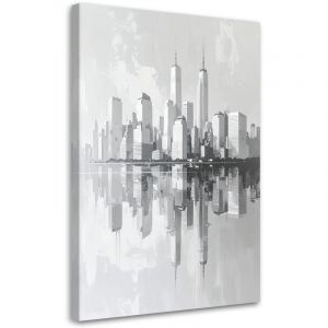 Tableau d&eacute;co Gratte ciel de New York Architecture urbaine blanche 60x90