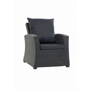 Coussins de fauteuil tressé en résine 56x52x7+56x50 2pcs Coussin de jardin noir Coussin de chaise extérieur avec dossier ensemble de salon rotin