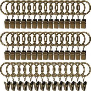 Lot de 30 Anneaux de Rideau avec Pince, Antirouille Anneaux Rideaux en Acier Inoxydble, Crochets de Rideau en M&eacute;tal, Anneau de Tringle &agrave; Rideau pour