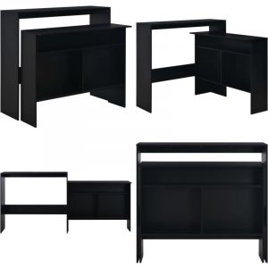 Table de bar avec 2 dessus de table Noir 130 x 40 x 120 cm - Table De Bar - Table Haute - Meuble De Salon - Mobilier Contemporain - Table Noire