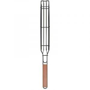 Grille 1 pièce, grille en fer, pince pour hot-dog, cage à saucisses avec manche en bois, pince pour grille épaisse