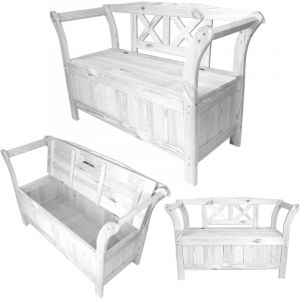 Kadax - Banc de jardin en bois avec coffre de rangement et dossier pour la terrasse 119 cm