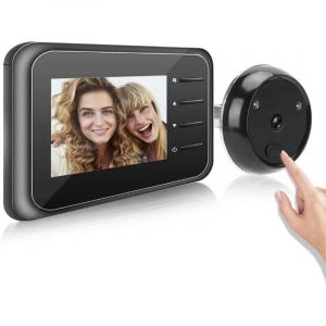 Sonnette Vidéo Numérique sans Fil, Caméra Judas avec Moniteur LCD 2,4 Pouces, Caméra œil de Chat de Surveillance électronique, Objectif HD Grand