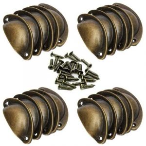bronze-Poign&eacute;e de meuble-20 Poign&eacute;e de Coquille Vintage pour Tiroir Armoire Meuble Cuisine, Fer Incurv&eacute; Bouton de Porte de Placard Retro 8,2 cm x 3,5