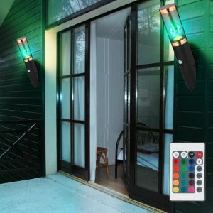 Globo - Applique d'extérieur avec détecteur de mouvement, applique torche extérieur en acier inoxydable, fumée noire cuivrée, télécommande dimmable,
