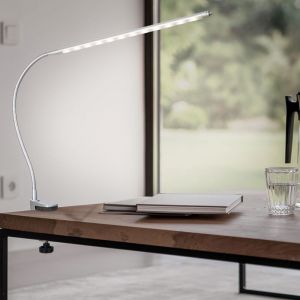Lampe led &agrave; pince Lampe de table Lampe de bureau r&eacute;glable Lampe de table argent&eacute;e, m&eacute;tal, 1x led blanc chaud, LxH 38x60 cm