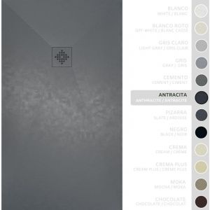 SOULBATH Receveur de Douche -R&eacute;sine -Gel Coat -Texture Lisse/Pierre -Antid&eacute;rapant -Couleur Anthracite - 200x100- Extra plat 3cm. Bonde de Vidage