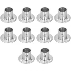 Lot de 10 supports de bride en acier inoxydable pour penderie, support de tringle &agrave; v&ecirc;tements, support de tube rond