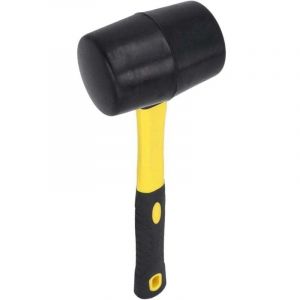 Maillet Caoutchouc Noir &Oslash; 65 mm &ndash; Midi Marteau de Carreleur, Carrossier, Ma&ccedil;on, avec Manche Bi-Mati&egrave;re 2K
