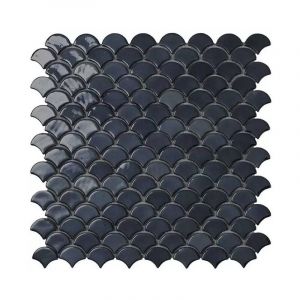 Mosa&iuml;que p&acirc;te de verre SOUL &eacute;caille 3,6x2,9cm - Mosa&iuml;que &Eacute;caille 3,6x2,9 cm Noir Brillant - bo&icirc;te de 0.87 m2 - Mosa&iuml;que &Eacute;caille 3,6x2,9 cm Noir Bri