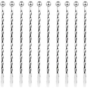 Peny - 10 Pcs Cocktail Agitateurs, Premium Touillette Cocktail en Acier Inoxydable 19,1cm Motif Spirales Cuillère à Cocktail Bar Cuillère à Mélanger