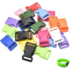 Lot de 50 boucles et fermoirs en plastique, fermeture &agrave; clic et boucle enfichable, accessoires paracorde, bracelet en paracorde, sangles de sac &agrave;