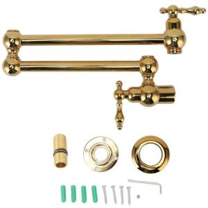 Robinet de Remplissage de Marmite, Robinet de Cuisine Mural en Cuivre Pliant Extensible Simple Robinet Froid avec Bras Oscillant &agrave; Double