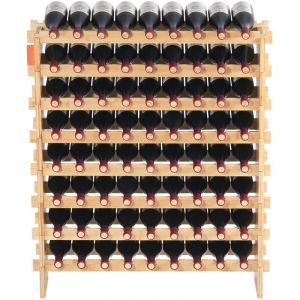 Mophorn Casier à vin modulaire à 8 niveaux pour 72 bouteilles, fabriqué en bois de bambou, ce casier autonome offre un rangement et une présentation