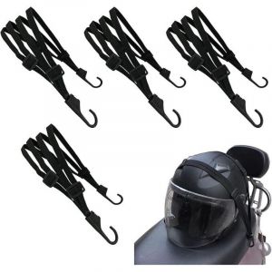 Lot de 4 cordons &eacute;lastiques pour casque de moto, sangle &eacute;lastique pour moto, tendeur de v&eacute;lo, filet &agrave; bagages pour moto, corde &agrave; bagages pour casque,