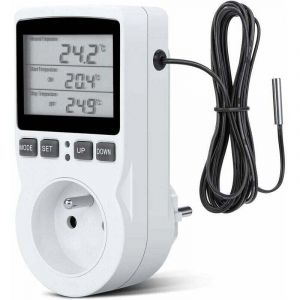 Prise Thermostat, Prise Minuteur Digital, Prise Programmable Digitale avec Sonde, Minuterie Num&eacute;rique Programmable, Prise Thermostat chauffage pour