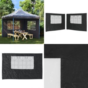 Vidaxl - Paroi de tente de réception 2 pcs avec fenêtre pe Anthracite - Pare-soleil Pliable - Abri De Jardin - Tentes De Réception - Toile De Tente