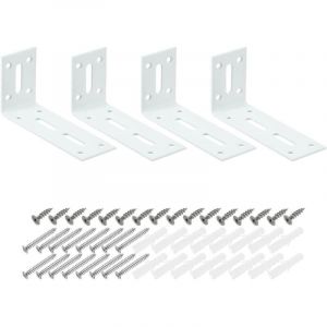 &Eacute;querre d'angle en L - &Eacute;querre &agrave; angle droit avec vis - Pour fixation de meubles et d'&eacute;tag&egrave;res - Blanc - 60 x 120 x 40 mm - 4 pi&egrave;ces