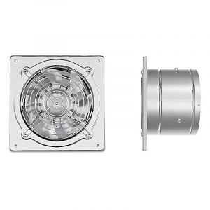 Extracteur d'air 250mm Ventilateur Mural avec Clapet Anti-Retour Matériau Métallique avec EU Plug pour Bureau Grenier Garage Cuisine, Argent