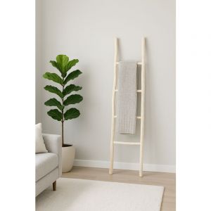 Porte-serviettes &eacute;chelle en bois moderne salle de bain au sol mur d&eacute;coratif Porte-serviettes &eacute;chelle sur pied Porte-objet vase