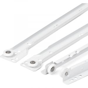 Coulisse Tiroir 400 mm - Lot de 2 (1 paire) Rails pour Tiroir Coulissants, en blanc, Syst&egrave;me de Glissi&egrave;re &agrave; Sortie Partielle - Kit de Tiroir