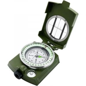 Boussole multifonction en m&eacute;tal vert militaire, boussole lumineuse de haute pr&eacute;cision, Boussole am&eacute;ricaine pr&eacute;cise, Polyvalente, Aiguille de