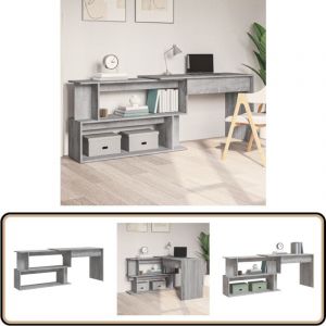 Bureau d'angle Sonoma gris 200x50x76 cm Bois d'ingénierie - Bureau D'angle - Bureau Moderne - Bureau Ergonomique - Meuble De Bureau - Meubles De