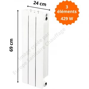 Global Radiatori - Radiateur aluminium vertical H.69 x 24 cm vip 600 Deville 429 w