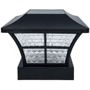 Lampe Solaire Blanc Chaud pour Poteau Bois 10x10-Lampe Solaire Chapeau Poteau Bois, IP65 &Eacute;tanche Lampes Solaires (2 pi&egrave;ces)