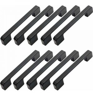 10pcs Poign&eacute;e Meuble Entraxe 128mm-Poign&eacute;e Porte Cuisine Noire Poignee Barre Meuble Poignee De Cuisine Noire 128mm