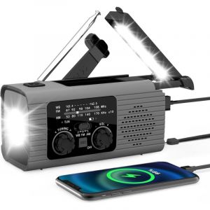 Radio dynamo1 Solaire Portable, Radio A Pile avec Manivelle, Lampe dynamo1 Survie, Kit De Survie Complet, avec Lampe De Poche LED, Rechargeable par