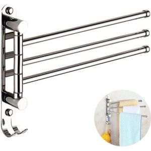 Porte-serviette pivotant mural en acier inoxydable, bras de tige de serviette de bain, salle de bain / cuisine pivotant porte-serviettes organisateur