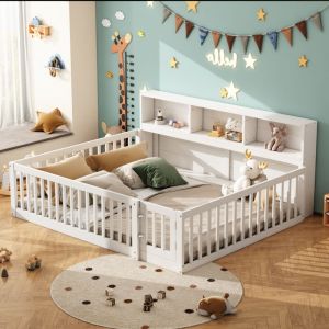 Lit banquette 140x200cm, canap&eacute;-lit pin massif, avec tiroir de rangement et sommier &agrave; lattes int&eacute;gr&eacute;,blanc