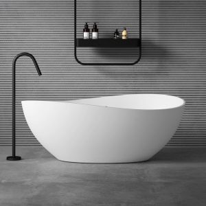 Baignoire Îlot Ovale 160cm Blanc Mat Vicenza911 en Résine avec Bonde 160x95x60 cm - Blanc - Sogood