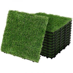 ML-Design Dalles Gazon Synth&eacute;tique, 30x30 cm/33 pi&egrave;ces=3m&sup2;, Clipsables avec Drainage, Pelouse Herbe Artificielle Rev&ecirc;tement de Sol &agrave; Cliquer Tapis
