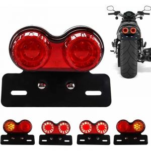 10W 40 LED Feu arri&egrave;re de moto int&eacute;gr&eacute; feu de freinage Clignotant Feux de conduite Avec support de lampe de plaque d'immatriculation Pour Harley