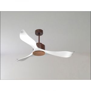 Bolt, Ventilateur d&eacute;stratificateur d'air, pales laqu&eacute;es blanches 132Cm, moteur chrom, 100 % efficace hiver/&eacute;t&eacute; avec lampe.