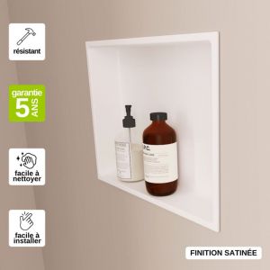 Sanizeo - Niche de Douche, Rangement mural de Salle de Bain et Douche 30x30cm Blanc Satiné, nook by sanizéo