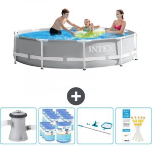 Piscine ronde à cadre prisme Intex - 305 x 76 cm - Grise - Comprend des Accessoires CB94