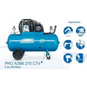 Compresseur d'air 4CV 270 litres 29,2 m3/h 10B Triphasé - B3800BF/200 FT4 - Abac