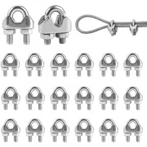 20 Pi&egrave;ces Serre Cable Acier Inox, 5 mm Serre Cable Inox, U Boulon Clip,Pr&eacute;Vention De La Rouille Et De La Corrosion, Pour Les Chantiers de