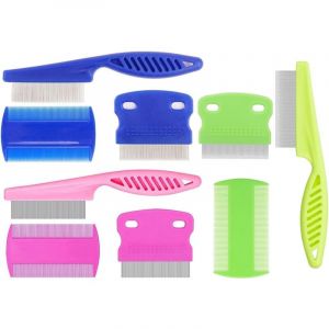 9 Peigne Anti Poux, Peigne Anti Puces pour Chat et Chien, Peigne Puces Chat et Chien pour Enlever les Taches de Larmes/Poux/Tangles/Cro&ucirc;te/Salet&eacute;