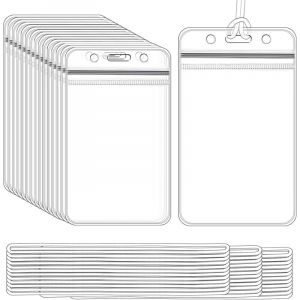 Sollbry - 50 Pièces Porte-Étiquette de Sac à Bagages en Plastique Porte-Étiquette de Badge Porte-Carte d'Identité Transparent avec 50 Paquets de
